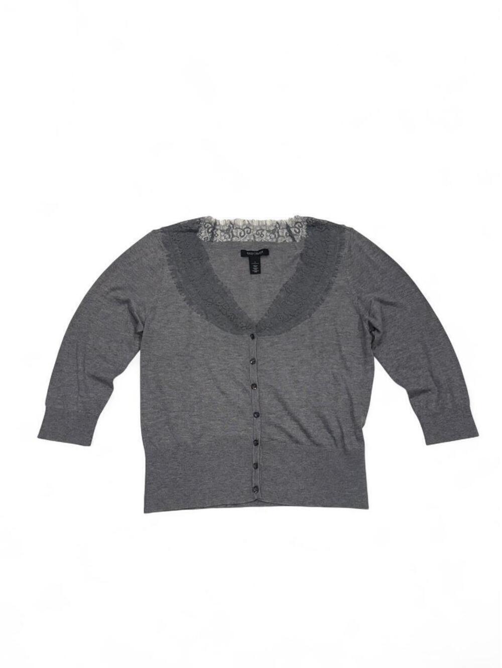 White House Black Market — Gray Button-Front Cardigan Sweater